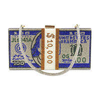 Evening Party Bag Dollar Cash Bag Lady Summer Cool Rhinestone Money Shoulder Bag Bill Diamond Clutch Purse