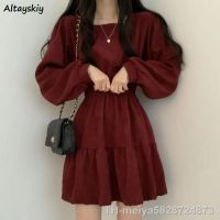 【hot】☽  Sleeve Dresses Color Collar A-line Design Waist Length Soft Korean