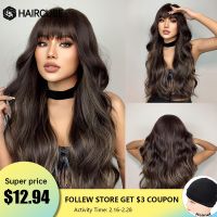 【CW】 HAIRCUBE Synthetic Wigs Wavy With Bangs Resistant Hair