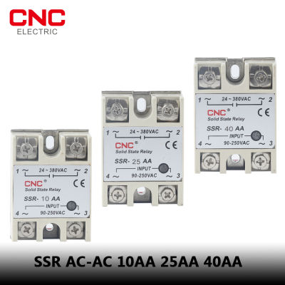 CNC Solid State Relay SSR 25AA 40AA AC ควบคุม AC เปลือกสีขาวเฟสเดียวพร้อมฝาครอบพลาสติกอินพุต90-250V เอาต์พุต24-380V