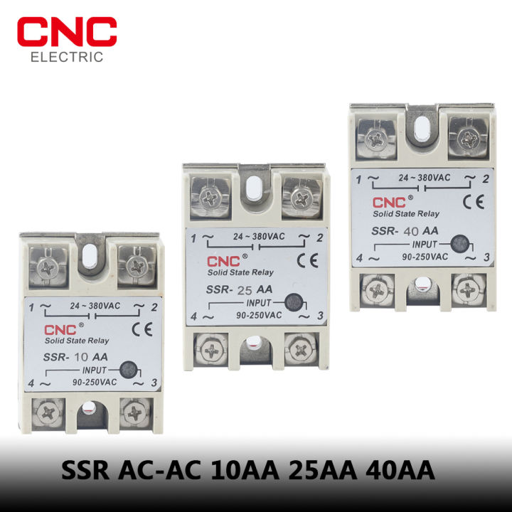 cnc-solid-state-relay-ssr-25aa-40aa-ac-ควบคุม-ac-เปลือกสีขาวเฟสเดียวพร้อมฝาครอบพลาสติกอินพุต90-250v-เอาต์พุต24-380v