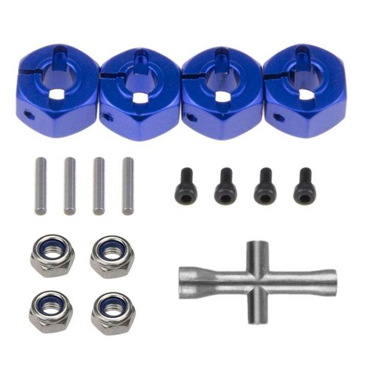 Metal 12Mm Hex Wheel Hub Adapter M4 Flanged Lock Nut Cross Wrench For Traxxas 1/10 Slash 4X4 VXL