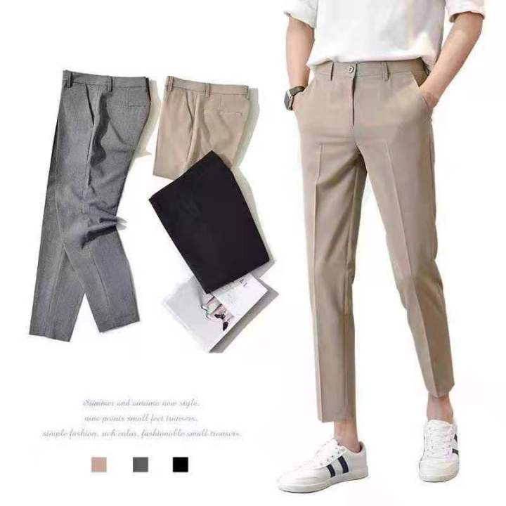 ALVIN# Korean High Quality Casual Formal Trousers Slacks Ankle Cut For ...