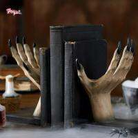 Prettyia Witch Hand Bookends ชั้นวางของแม่มดสำหรับของตกแต่งสำนักงานโต๊ะ