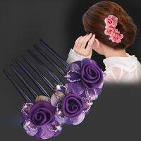 Korean version simple flower Juan yarn inserted comb ball head hair curler versatile acrylic jewelry