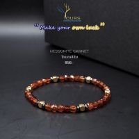 กำไลหิน  โกเมน สีส้ม หรือ Hessonite   แท้ 100%  ขนาด 4mm เจียระไนมือ ทรงสี่เหลี่ยมลูกบาศก์ หินนำโชค หินมงคล