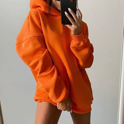 Women Green Casual Fashion Solid Color Pullover Hoodies Autumn Winter Female Oversized Long Sleeve Retro Jumper Sweatshirt 2021
