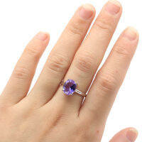 10X8Mm Jazaz น่ารักน่ารัก2.4G เปลี่ยนสี Alexandrite Topaz Golden Citrine 925 Solid Sterling Silver Rings