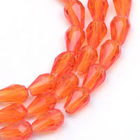 1Strand Transparent Glass Bead Strands Faceted Teardrop Orange 5x3mm Hole: 1mm about 100pcs/strand 19.3 inch