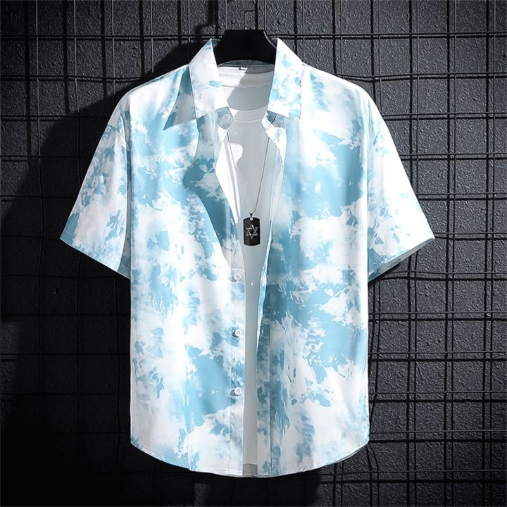 2023เสื้อผู้ชาย-เสื้อผ้าลำลองพิมพ์ลายดอกไม้3d-เสื้อสเวตเตอร์ฮาวายทรงหลวมไซส์ใหญ่พิเศษเสื้อปาร์ตี้ชายหาดแขนสั้น
