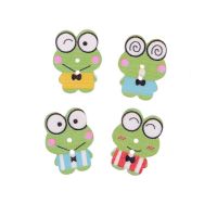 Free Shipping Retail 10Pcs Random Mixed Lovely Cartoon Frog 2 Holes Multicolor Wood Sewing Buttons Scrapbooking 21mmx16mm Haberdashery