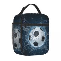 ✧❐✁ Soccer Ball Insulated Lunch Bag Large Football Sports Lunch Container Thermal Bag Tote Lunch Box Work Outdoor Bento Pouch