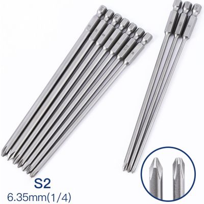 10pc Magnetic Phillips Electric Screwdriver Bit 150mm 1/4 Hex Shank S2 Alloy Steel Cross Head Screwdriver Bit Power Driver Tool Screw Nut Drivers