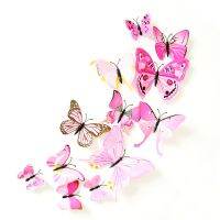 ▩ↂ✳ Metope adornment pink butterfly 3 d wall with curtain fridge magnet ACTS the role of 12 wedding to live in the sitting room decorate only