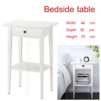 โต๊ะข้างเตียงไม้สน, สีขาว 46x35 cm.