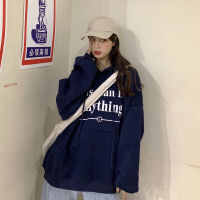 With Hat Hoodies Women Spring Letter Printed Plus Velvet Thicker Warm Loose Ins Fashion Casual Chic Girls Tops Hooded Pocket New