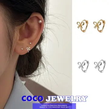 Men Women Rhinestone Cartilage Tragus Bar Helix Upper Ear Earring Stud  Jewelry 