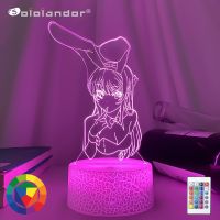 3D Illusion Led Nightlights ANIME Light Lamp Multi Color Changing Lampara BUNNY GIRL SENPAI MAI SAKURAJIMA KAWAII For Xmas Gift Night Lights