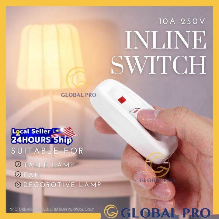 10A 250V On/Off Button Inline Cord Switch Desk Lamp Cord Cable Switch ...