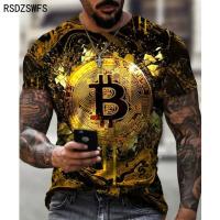 Fashion Bitcoin Graphic 3D Pringting Mens T Shirt Summer Streetwear Round Neck Short Sleeve Casual Loose Tops Tee Men Clothing