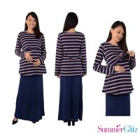 SummerGlitz Maternity &amp; Nursing 100 Premium Cotton Long Sleeve Tee with PocketBaju Menyusu Muslimah Labuh