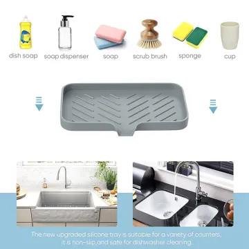 Silicone Faucet Mat Sink Tray Self Draining Soap Bar Holder