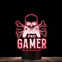 Video Games Skull Bone Design Pro Gamer Night lights Kids Arcade Decor Since Ever Gamepad Table Lamp LED Gamer Fanatic Gifts