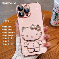 Xiaomi Redmi โน๊ต10S Note 10S Note 10 Pro Note 10 Pro Note 11S Note 11 Note 11 Pro 5G เคสโทรศัพท์เคลือบอิเล็คโทรเพลทลูกแมว KT น่ารักแฟชั่นเคสตัวยึดกระจกเครื่องสำอาง