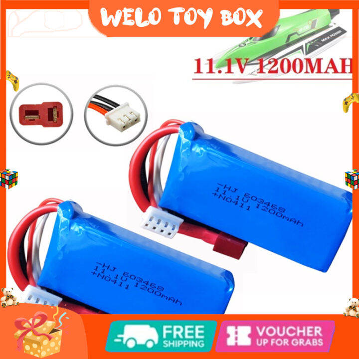 11-1v-1200mah-603468-lithium-battery-with-t-plugfor-wltoys-wl915-a-high-speed-vehicle-f1-racing-boat-parts-rc-battery