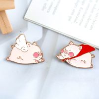 Cartoon Best Friend Angel Piggy Metal Brooch Pin Creative Exquisite Cute With Red Scarf Small Animal Badge Bag Jewelry Gift