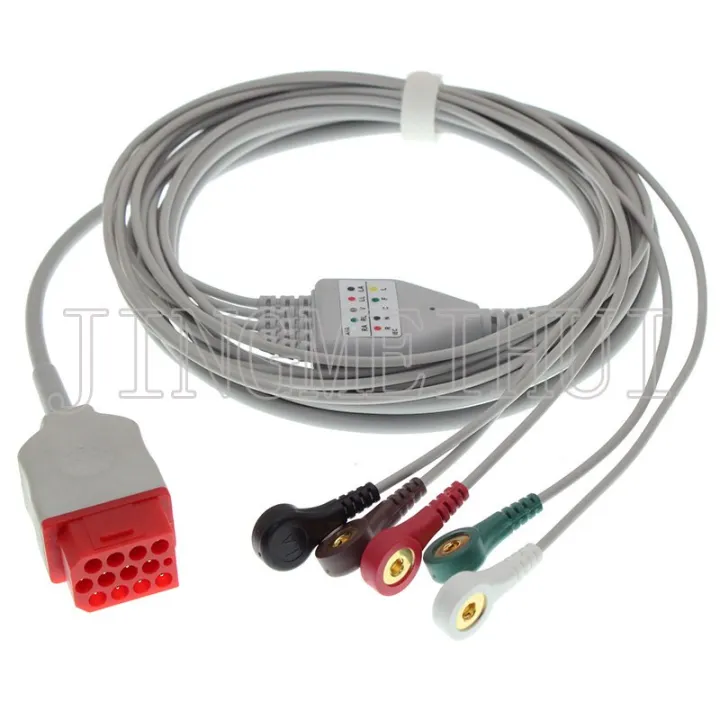 12Pin ECG EKG 3/5 Leads One-Piece Cable And Electrode Leadwire For ...