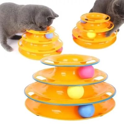 รางบอลแมวทาวเวอร์ 3 ชั้น รางบอลสำหรับแมว / ของเล่นแมว