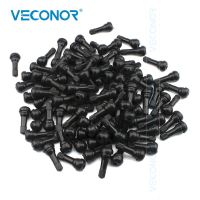 Veconor 100PCS TR413 Snap-In Tire Valve Stems Short Black Rubber Wheel Replacement With Dust Cap Valve Stems  Caps  Adapters