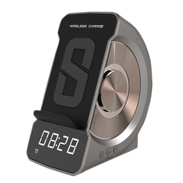 10W Alarm Clock FM Radio with Wireless Charging USB Charging Port with