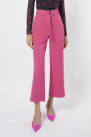 f.fashion กางเกงทรงขากว้างแต่งหัวเข็มขัดแหวน ผู้หญิง สีชมพู | Wide Leg Trousers with D-Ring Belt | 06230