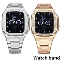 ▣✳ ชุดปรับเปลี่ยนกรอบโลหะสำหรับ Apple Watch 7 6 5 4 42mm 44mm 45mm watchcase กรอบสายโลหะสำหรับ iWatch band 41mm