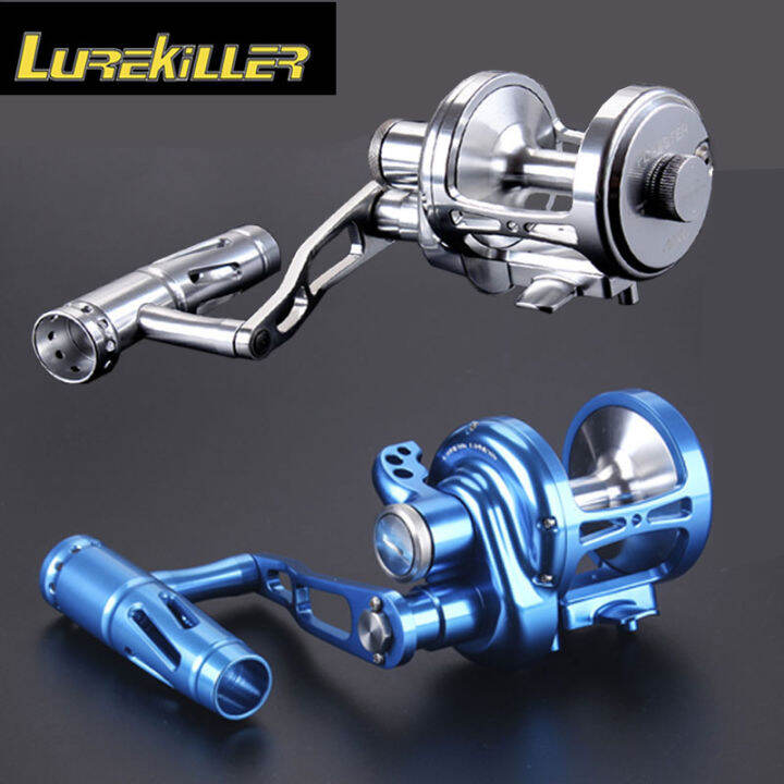 Lurekiller CNC Metal Jigging Reel 16W 30KGS Drag Power Gear Ratio 4.91 PE 6300M Weight 450G