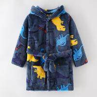 Cartoon Bathrobe For Children Flannel Long Sleeve Hooded Kids Clothes Boys Robe Spring Autumn Winter Baby Bathrobe 2-8 Years