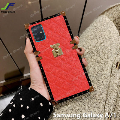 เคสหนัง PU หรูหรา JieFie สำหรับ Samsung Galaxy A71/A51ลายตารางสี่เหลี่ยมแฟชั่นฝาหลังโทรศัพท์โบราณพร้อมสายคล้อง