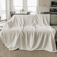 Graced Soft Luxuries Throw Blanket Fleece Minky Microfiber (Ivory,Twin Size 60" x 80")