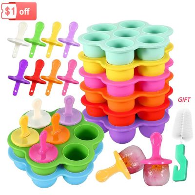 Silicone Popsicle Mold DIY Ice Pop Mold with Plastic Sticks Popsicle Makers Mould Baby Fruit Shake Kitchen Ice Cream Tools Ice Maker Ice Cream Moulds