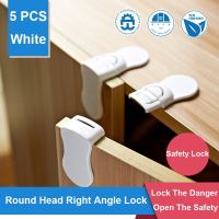 ♀ 5Pcs White Locks Right Angle Baby Safety Drawer Child Safety Cabinet Locks