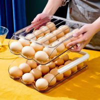 Egg Holder Refrigerator Egg Storage Organizer Roll Egg Drawer Container Tray Stackable Storage Bins Clear Plastic Egg Fresh Box