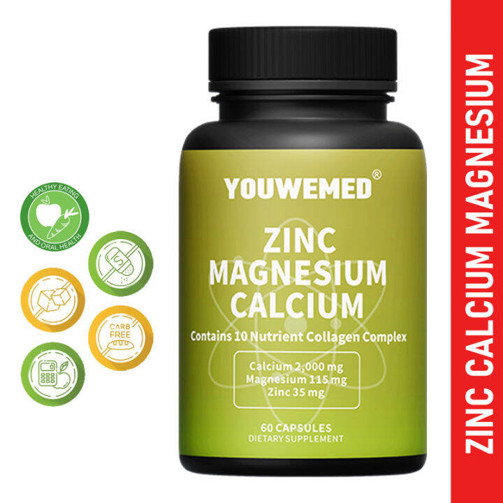 Calcium Magnesium Zinc,Plus Vitamin D3 Caplets Dietary Supplement