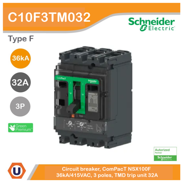 Schneider Circuit Breaker, ComPacT NSX100F, 36kA/415VAC, 3 Poles, TMD ...