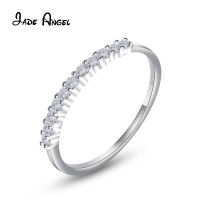 JADE ANGEL Womens 0.22ct Fashion Sweet s925 Sterling Silver Ring Moissanite Diamond Row Ring Engagement Gift Ring