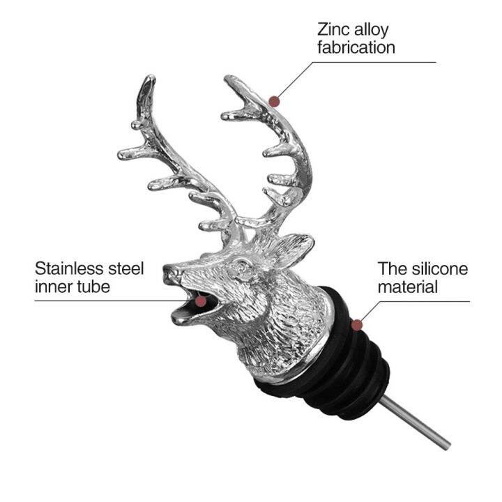 2023-new-liuaihong-barware-ซิงค์อัลลอยหัวกวางเพศชายขวดที่ช่วยเทไวน์เครื่องเติมอากาศไวน์ฝากรองค็อกเทลไปพร้อมกันเทไวน์