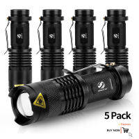 5 Pack wholesale Mini powerful led flashlight Q5 waterproof torch 5 colors zoomable flashlight 3 modes led torch use AA