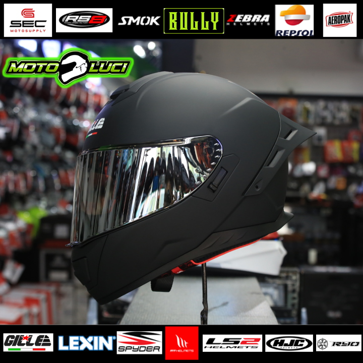 Gille Falcon Solid Full Face Dual Visor Double D Ring Lock Helmet w ...