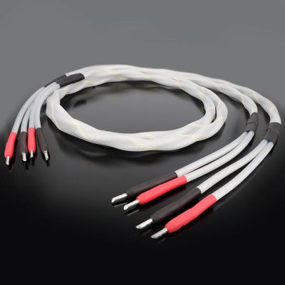 New One Pair X420BA1417 5nocc (99.997 ) pure silver speaker cable upgrade Hi-end audio amplifier speaker cable Y Plug Banana Pl